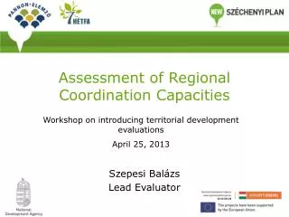 Assessment of Regional Coordination Capacities