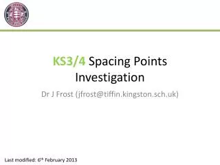KS3/4 Spacing Points Investigation