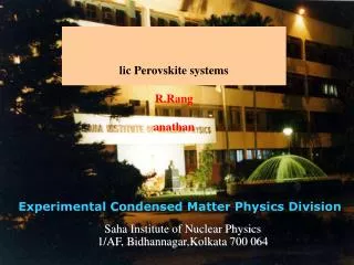 Antiferromagnet ism in Intermetal lic Perovskite systems R.Rang anathan
