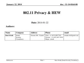 802.11 Privacy &amp; HEW