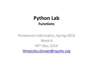 Python Lab Functions