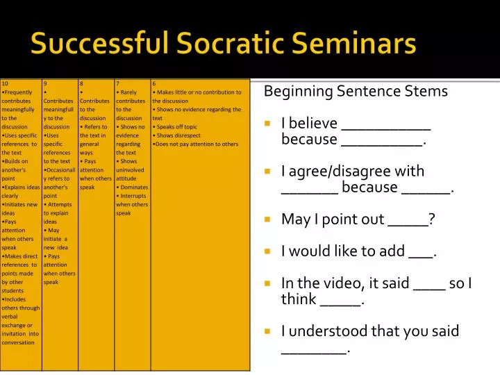 successful socratic seminars