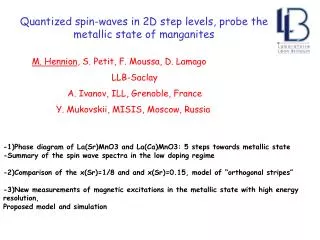 Quantized spin-waves in 2D step levels, probe the metallic state of manganites
