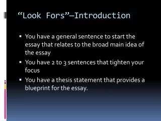look fors introduction