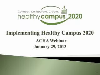 Implementing Healthy Campus 2020 ACHA Webinar January 29, 2013