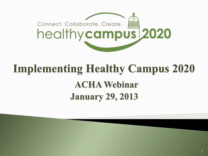 implementing healthy campus 2020 acha webinar january 29 2013