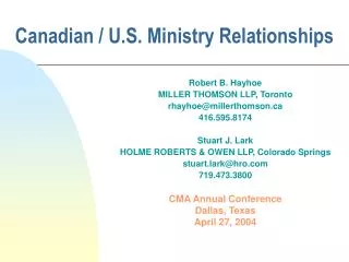 Canadian / U.S. Ministry Relationships