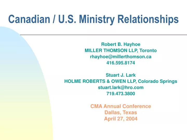 canadian u s ministry relationships