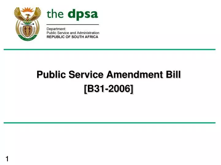 public service amendment bill b31 2006
