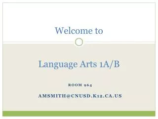 Welcome to Language Arts 1A/B