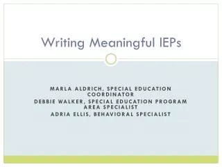 Writing Meaningful IEPs