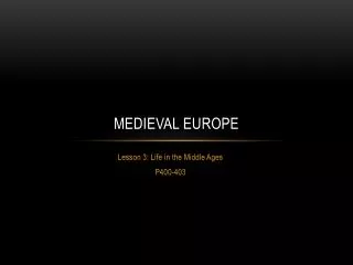 medieval e urope