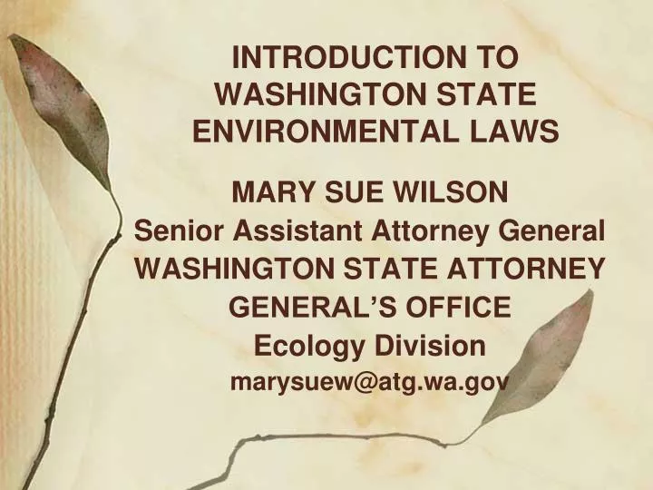 introduction to washington state environmental laws