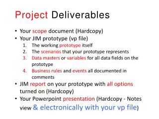 Project Deliverables