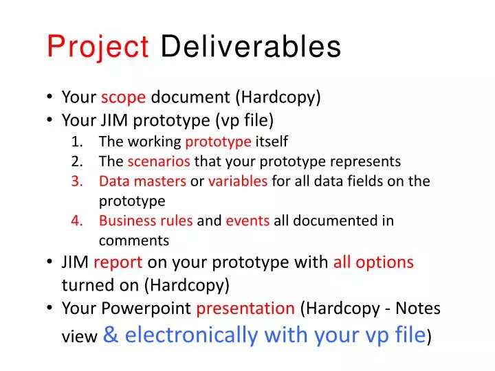 project deliverables