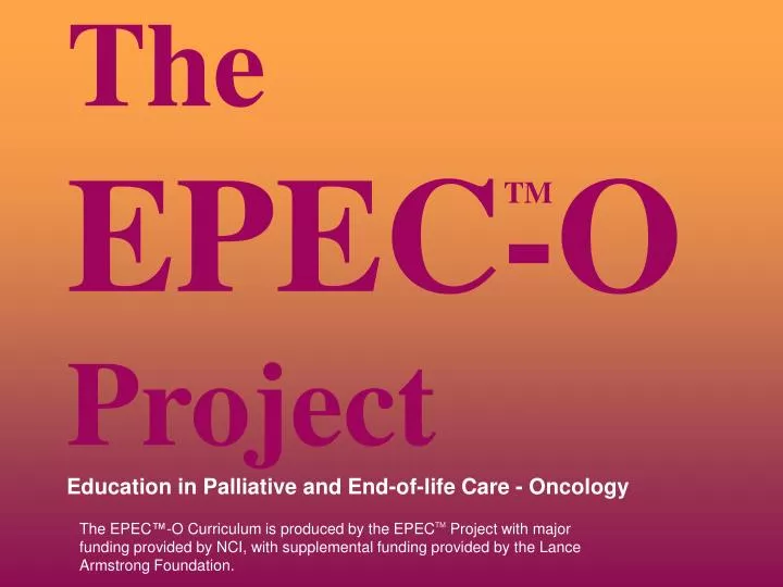 the epec o project education in palliative and end of life care oncology