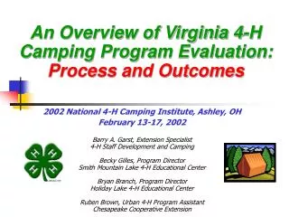 An Overview of Virginia 4-H Camping Program Evaluation: Process and Outcomes