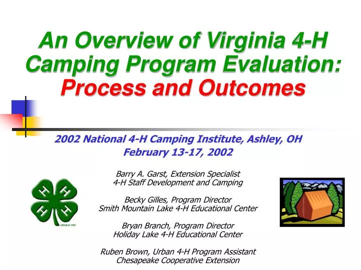 an overview of virginia 4 h camping program evaluation process and outcomes