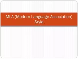 mla modern language association style