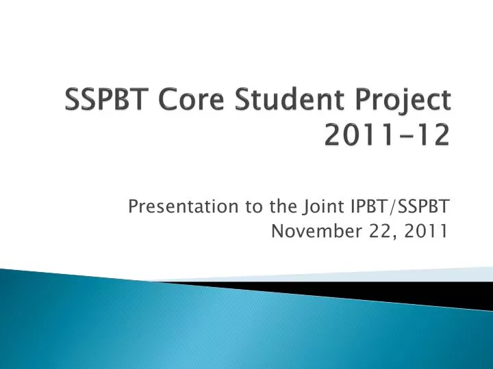 sspbt core student project 2011 12