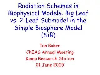Ian Baker ChEAS Annual Meeting Kemp Research Station 01 June 2005