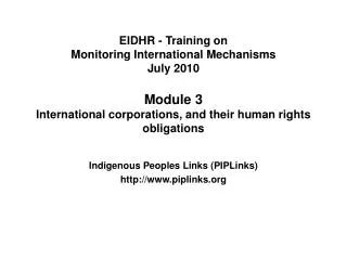 Indigenous Peoples Links (PIPLinks) piplinks