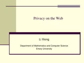 Privacy on the Web