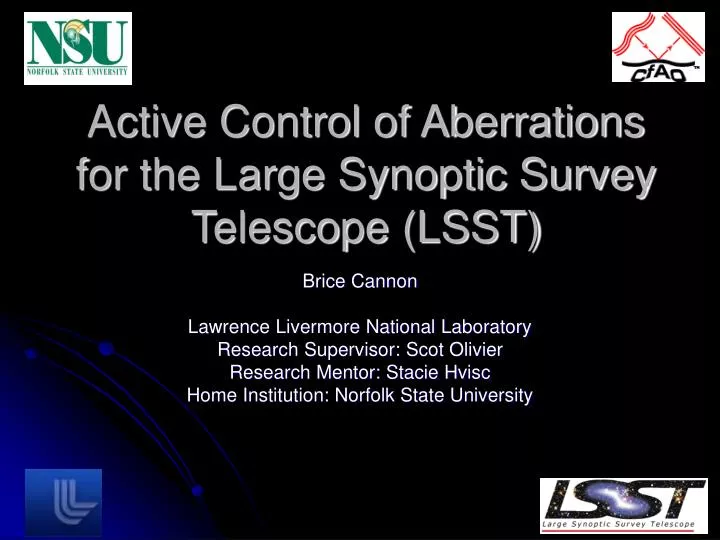 active control of aberrations for the large synoptic survey telescope lsst