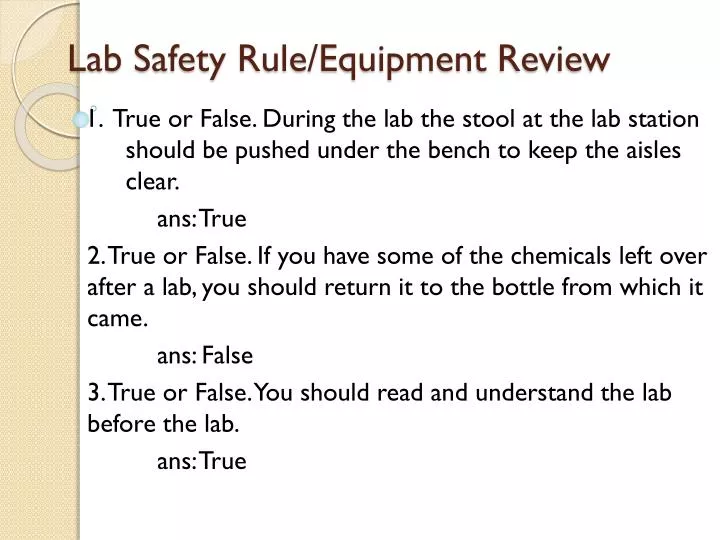 lab safety rule equipment review