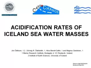 ACIDIFICATION RATES OF ICELAND SEA WATER MASSES