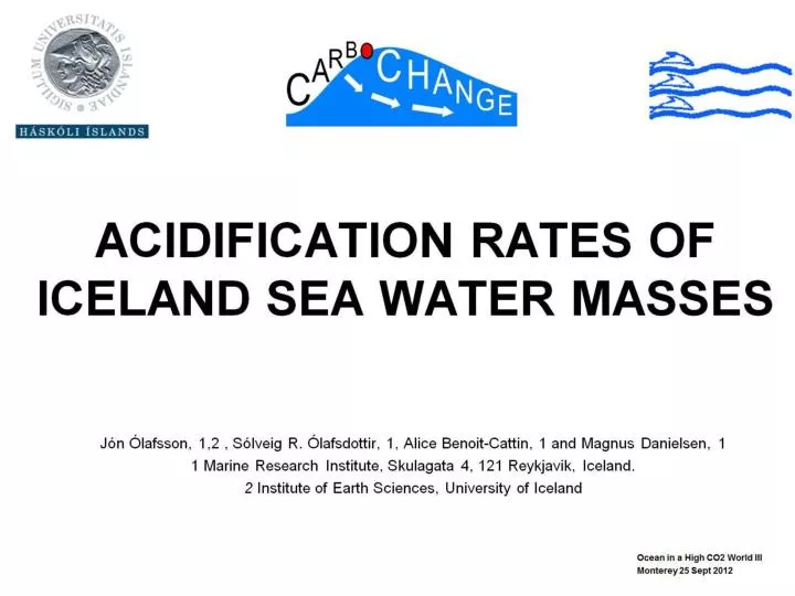 acidification rates of iceland sea water masses