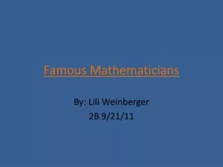 Famous Mathematicians