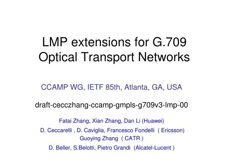 lmp extensions for g 709 optical transport networks
