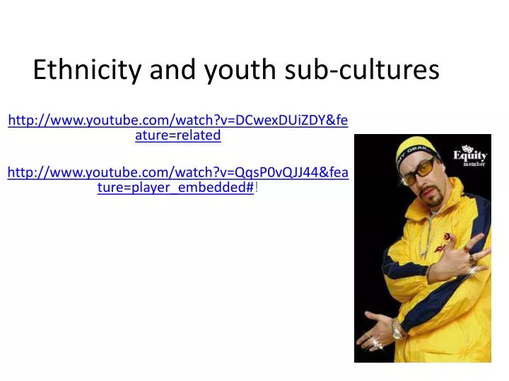 ethnicity and youth sub cultures