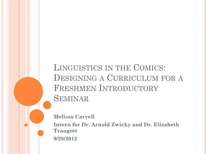linguistics in the comics designing a curriculum for a freshmen introductory seminar