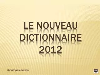 le nouveau dictionnaire 2012