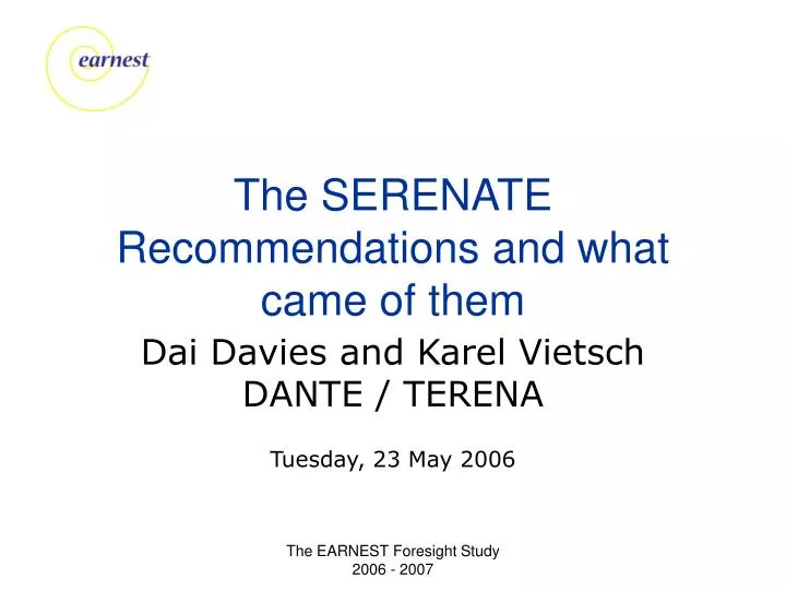 the serenate recommendations and what came of them