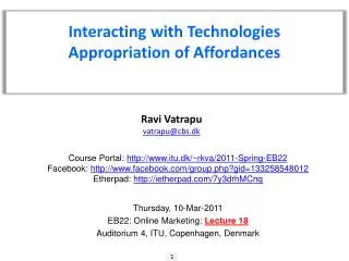 Interacting with Technologies Appropriation of Affordances