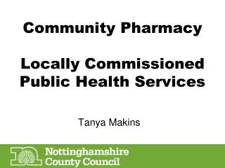 Community Pharmacy Locally Commissioned Public Health Services