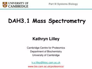 DAH3.1 Mass Spectrometry