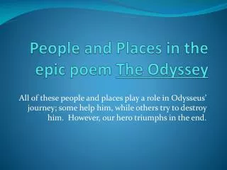 People and Places in the epic poem The Odyssey