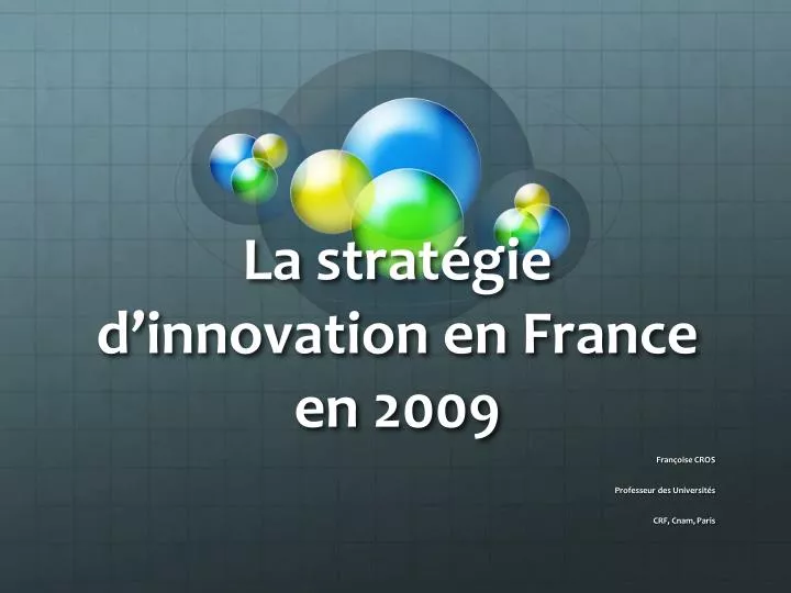 la strat gie d innovation en france en 2009
