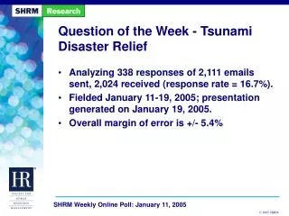 Question of the Week - Tsunami Disaster Relief