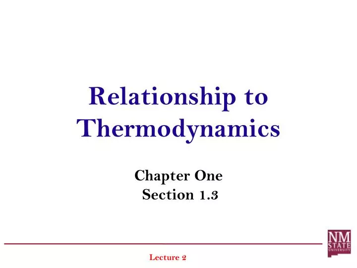 relationship to thermodynamics