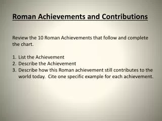 Roman Achievements and Contributions