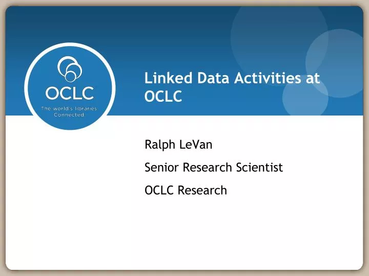 linked data activities at oclc