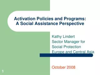 Activation Policies and Programs: A Social Assistance Perspective