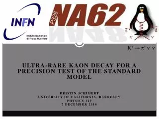 ultra-rare kaon decay For a precision test of the standard model Kristin Schimert