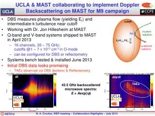 UCLA &amp; MAST collaborating to implement Doppler Backscattering on MAST for M9 campaign