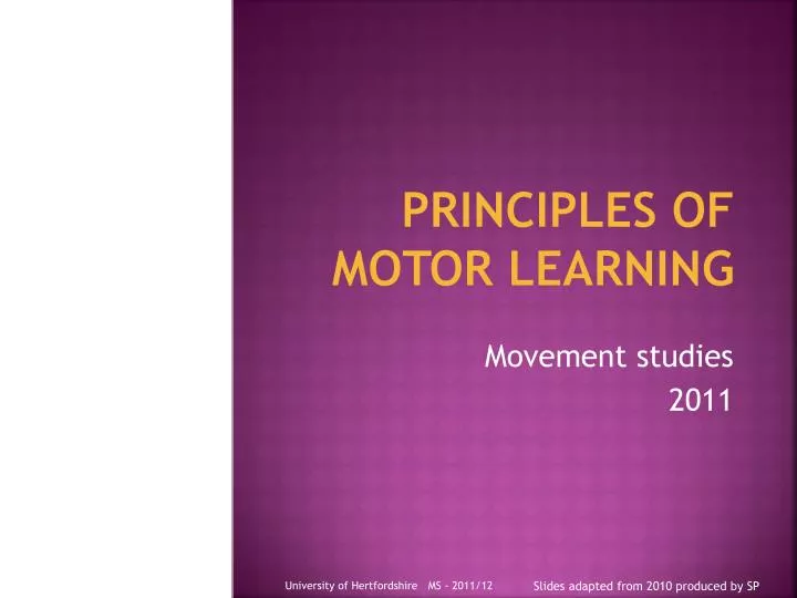 principles of motor learning